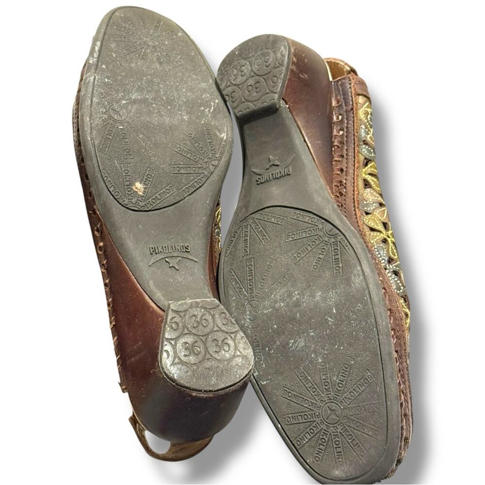 Pikolinos Romana Leather Slingback Boho Laser Cut Mules - Picture 6 of 6